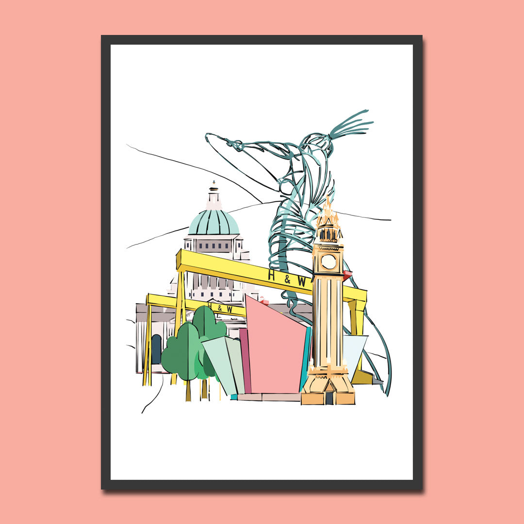 Belfast Skyline & Icons Art Print