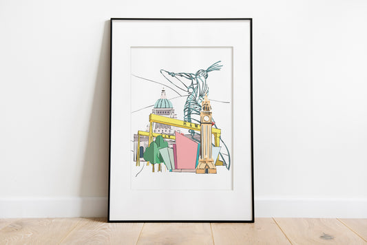 Belfast Skyline & Icons Art Print