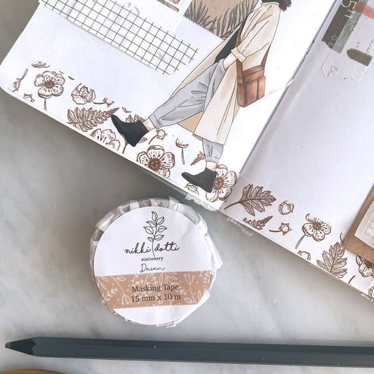 Floral Neutrals Washi Tape - Nikki Dotti
