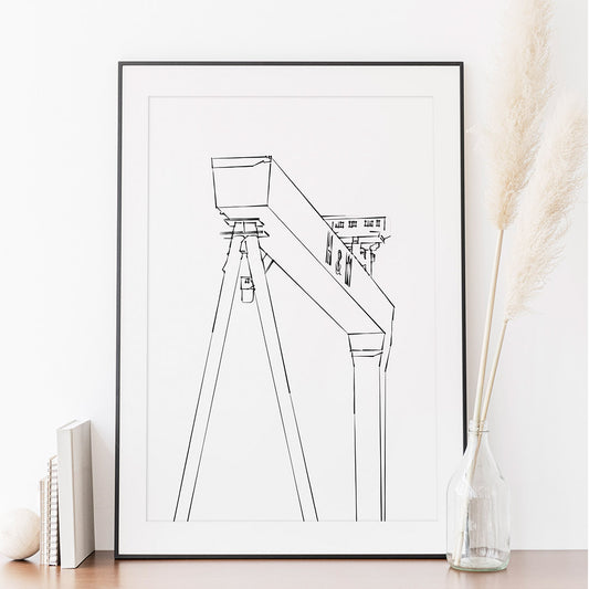 Harland & Wolff Crane Belfast Line Drawing & Art Print