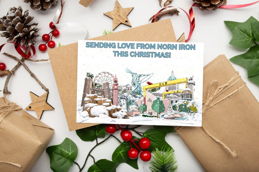 Northern Ireland Snowy Landmarks Christmas Card