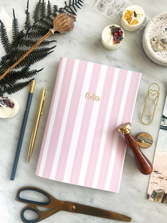 Striped A5 Notebook with Gold Foil and Recycled Pages