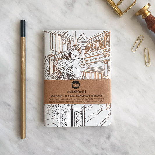 Titanic Grand Staircase Bronze Foiled Grey Notebook