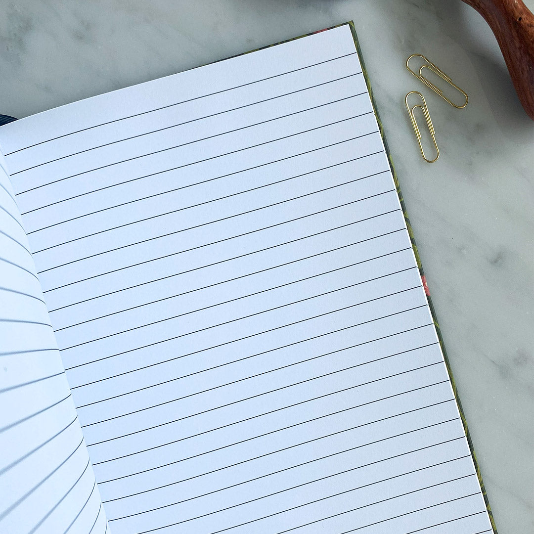 Handmade Vintage Floral A5 Notebook - Pink & Green