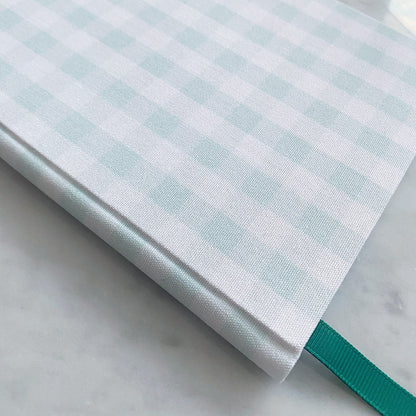 Handmade A5 Notebook - Mint Green Gingham Bookcloth