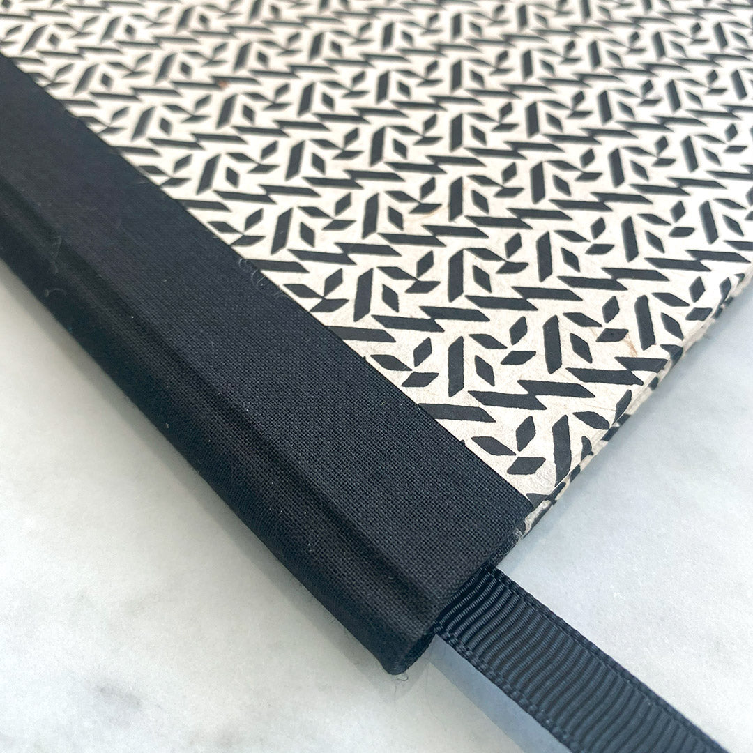 A5 Notebook with Lokta Mulberry Paper Geometric Pattern