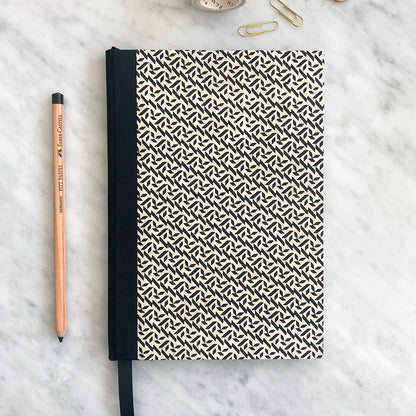A5 Notebook with Lokta Mulberry Paper Geometric Pattern