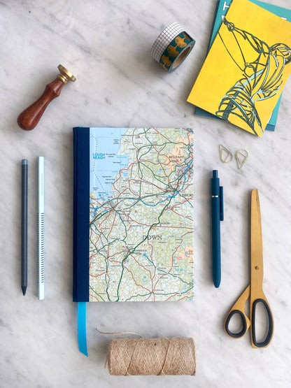 A5 Notebook Using Authentic Northern Ireland Map - Belfast