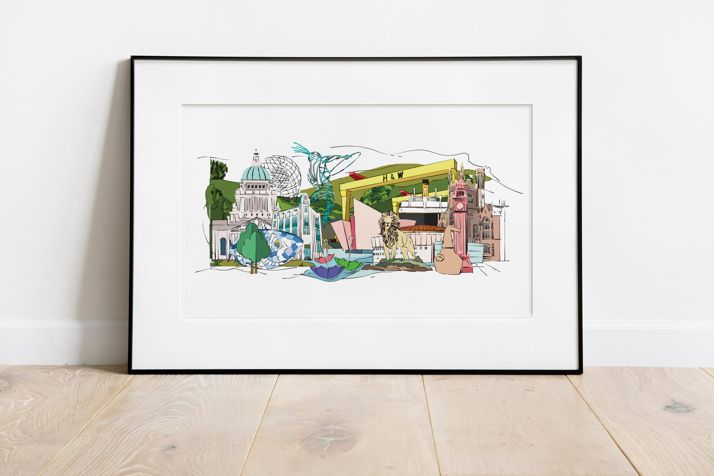 Belfast Landmarks & Skyline Art Print