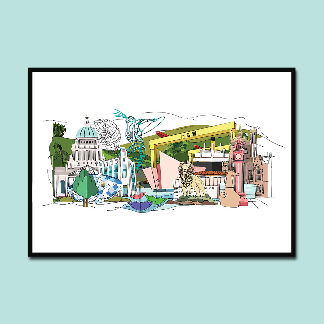 Belfast Landmarks & Skyline Art Print