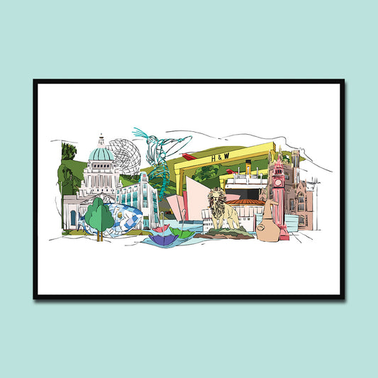 Belfast Landmarks & Skyline Art Print