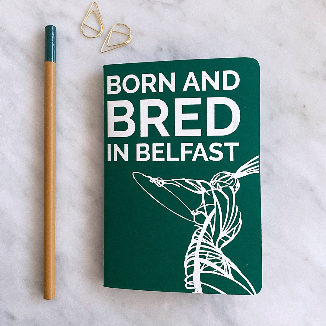 Born and Bred in Belfast Green & White Foiled Pocket Notebook