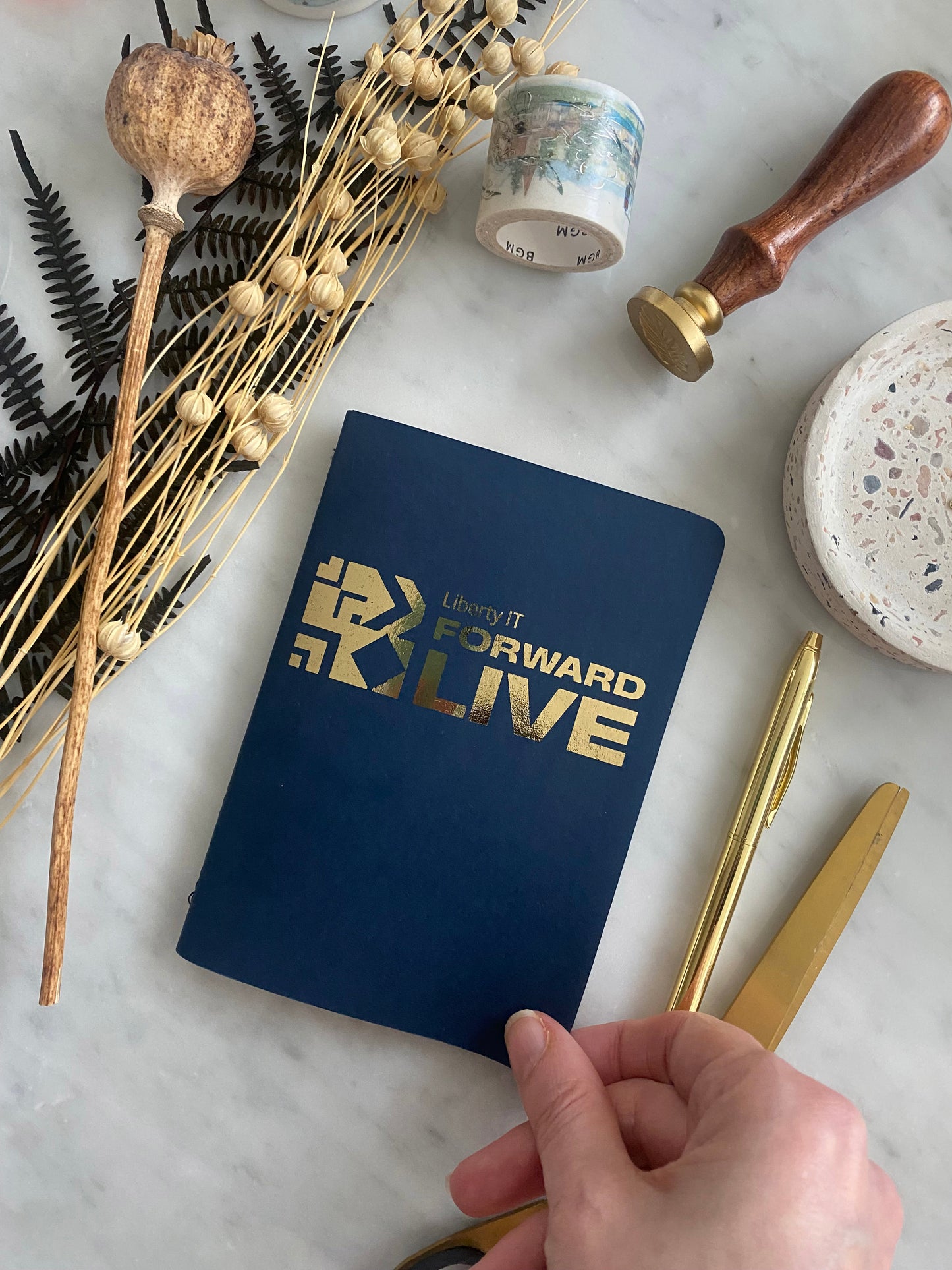 Custom Branded Gold Foiled Notebook Handmade in Belfast