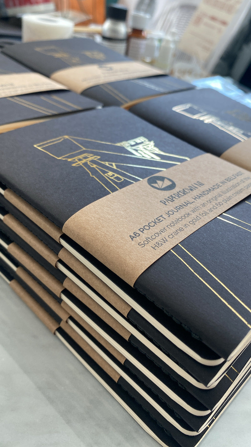 Custom Branded Gold Foiled Notebook Handmade in Belfast
