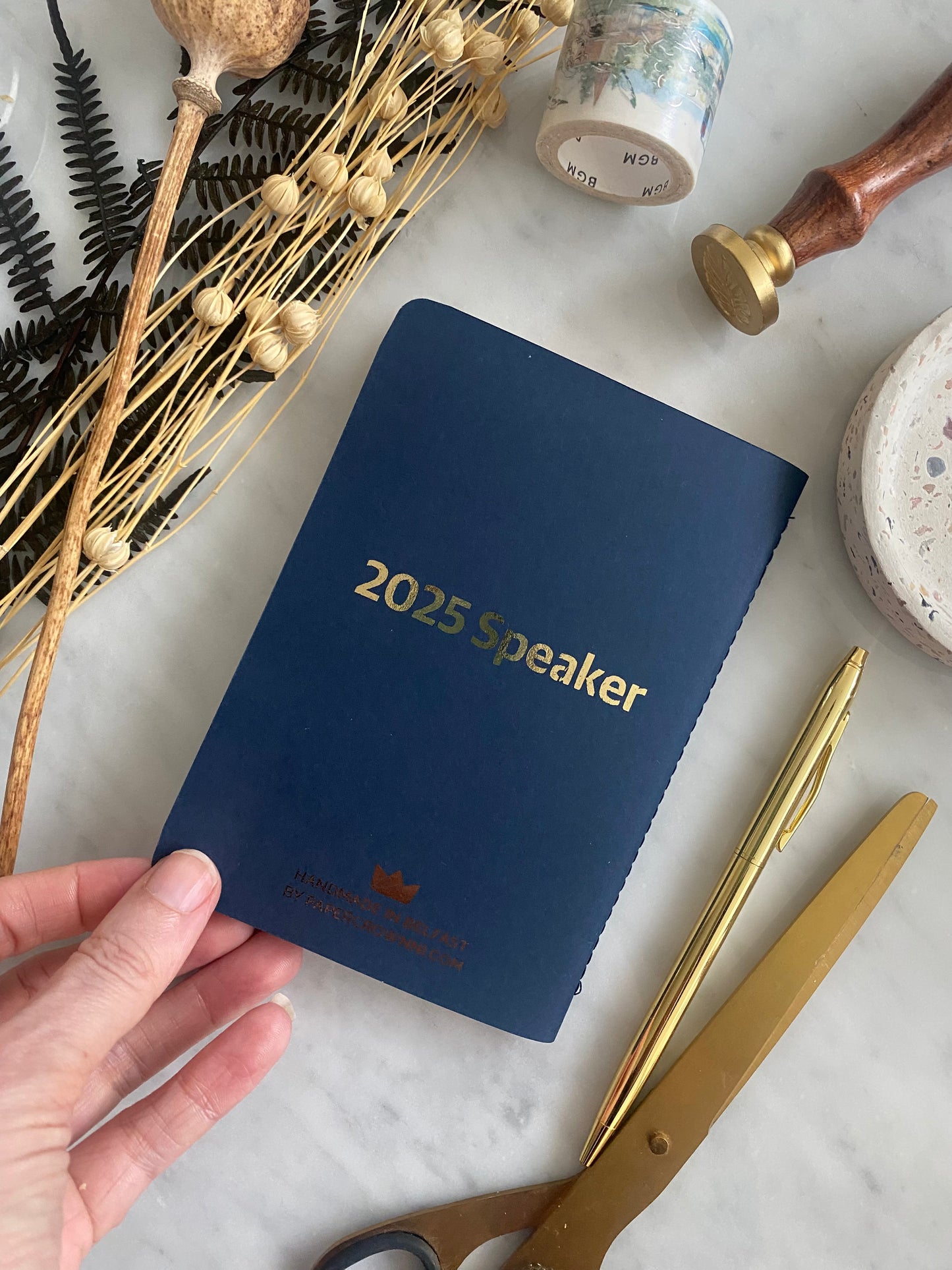 Custom Branded Gold Foiled Notebook Handmade in Belfast