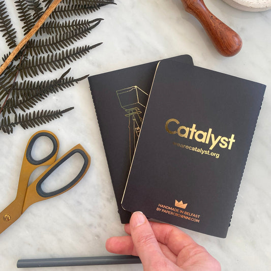 Custom Branded Gold Foiled Notebook Handmade in Belfast