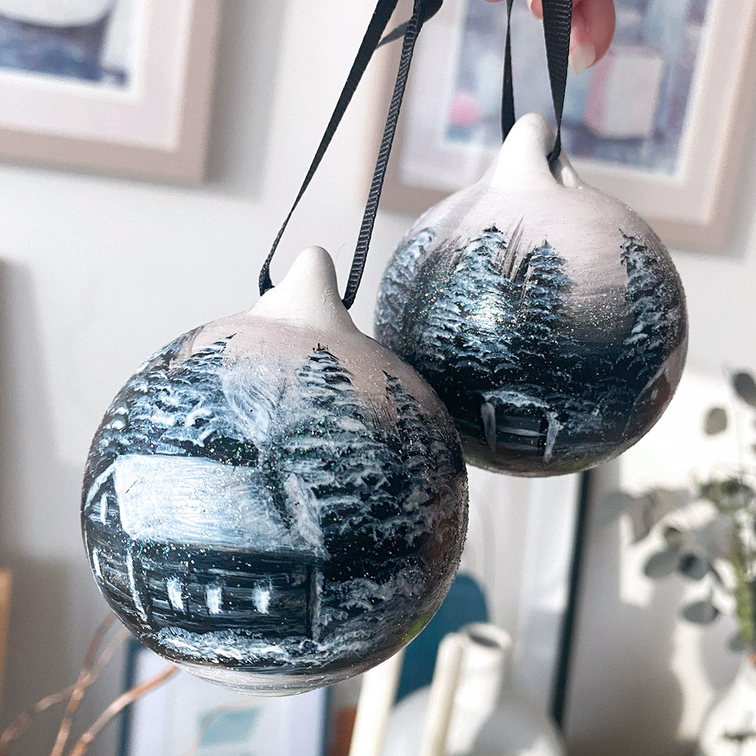 Hand Painted Christmas Bauble - Winter Forest