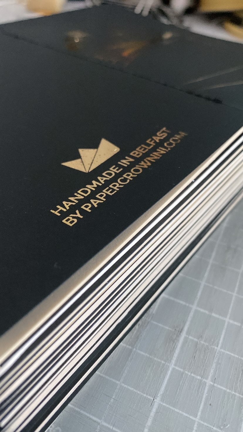 Custom Branded Gold Foiled Notebook Handmade in Belfast