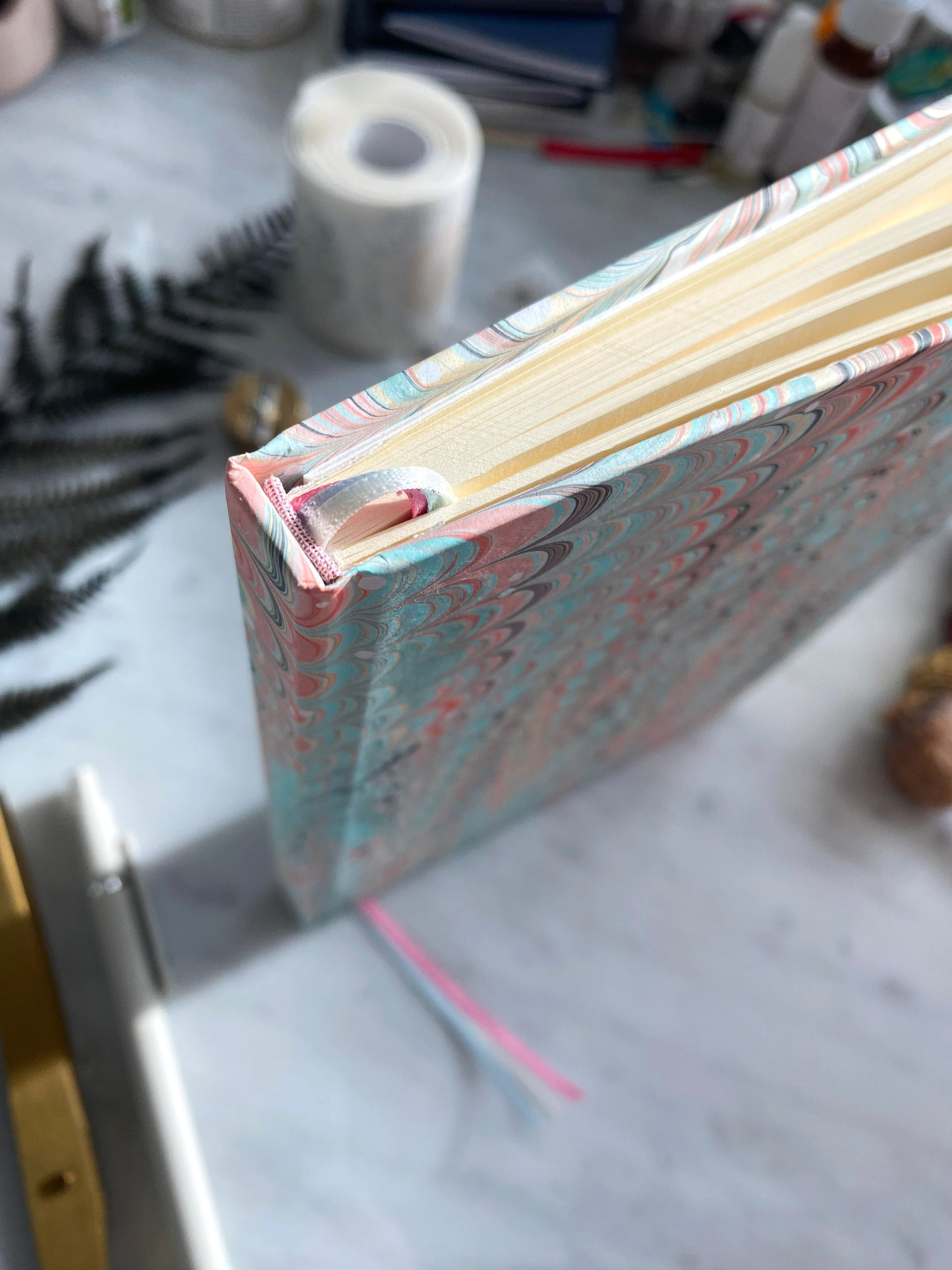 Handmade Luxury A5 Hardback Notebook with Hand Marbled Cover
