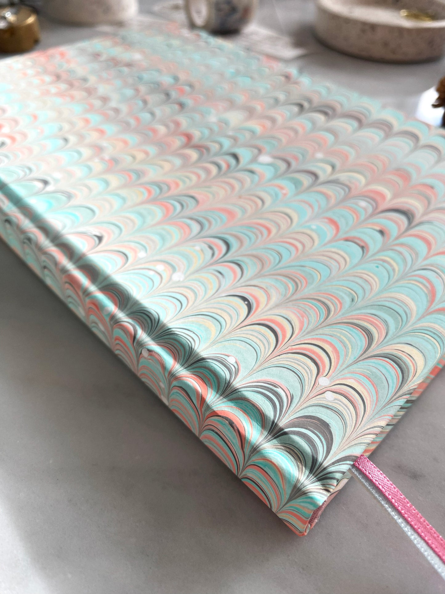 Handmade Luxury A5 Hardback Notebook with Hand Marbled Cover