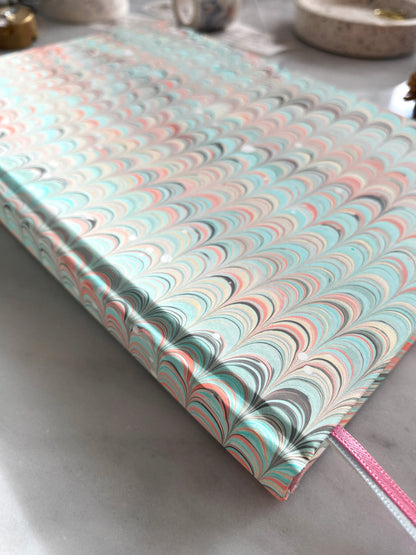 Handmade Luxury A5 Hardback Notebook with Hand Marbled Cover