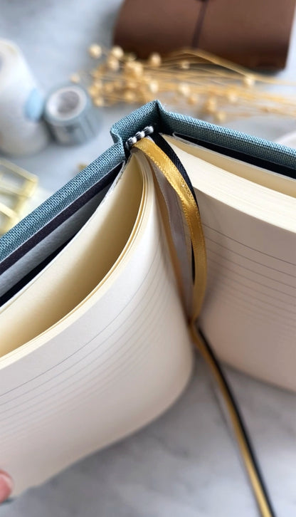 Luxury Handmade Notebook Covered in Bookcloth with Endbands and 3 Page Markers