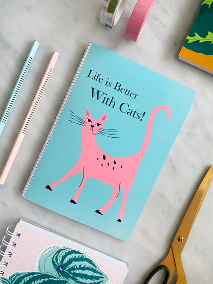 Life is Better with Cats Lined A5 Notebook