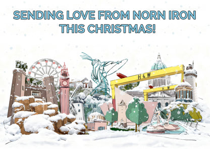 Northern Ireland Snowy Landmarks Christmas Card