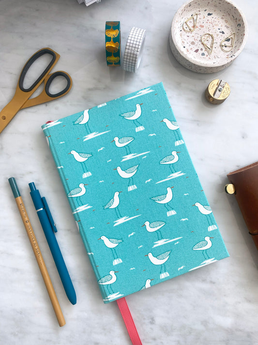 Handmade Patterned Notebook - Cute Bird & Turquoise