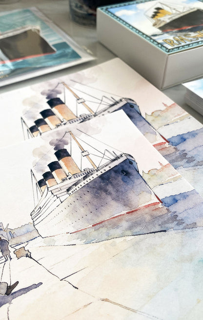 Titanic at Southampton Art Print - Belfast Illustration