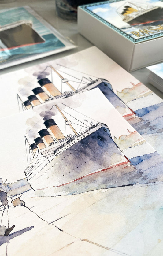 Titanic at Southampton Art Print - Belfast Illustration