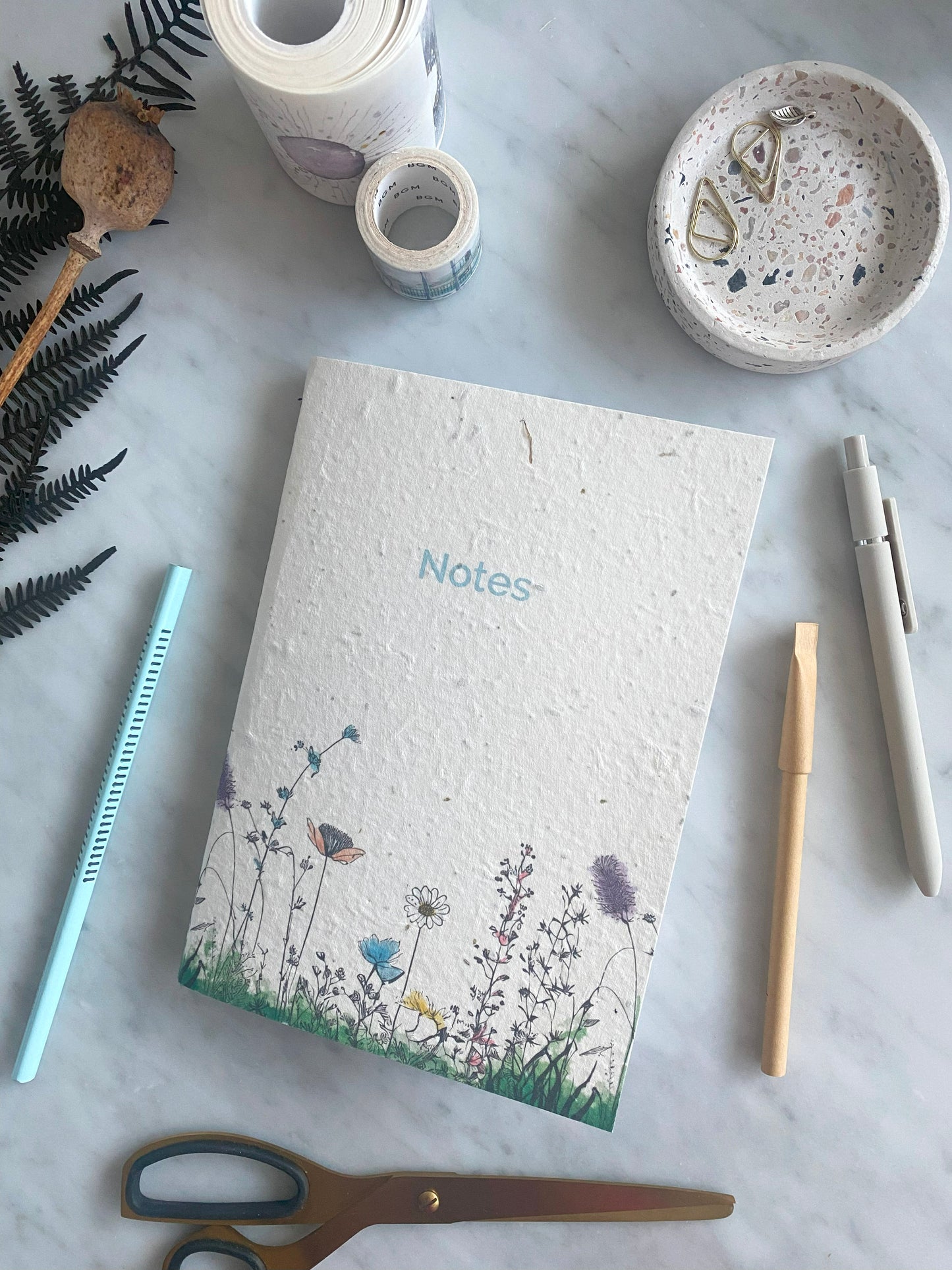 Plantable A5 Notebook with Lined Recycled Pages and Kraft Pen