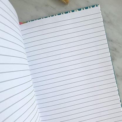 Handmade A5 Notebook - Teal Geometric Pattern
