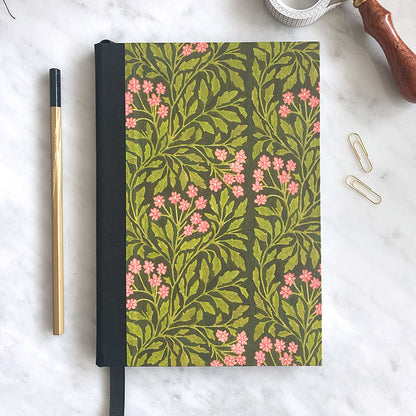 Handmade Vintage Floral A5 Notebook - Pink & Green