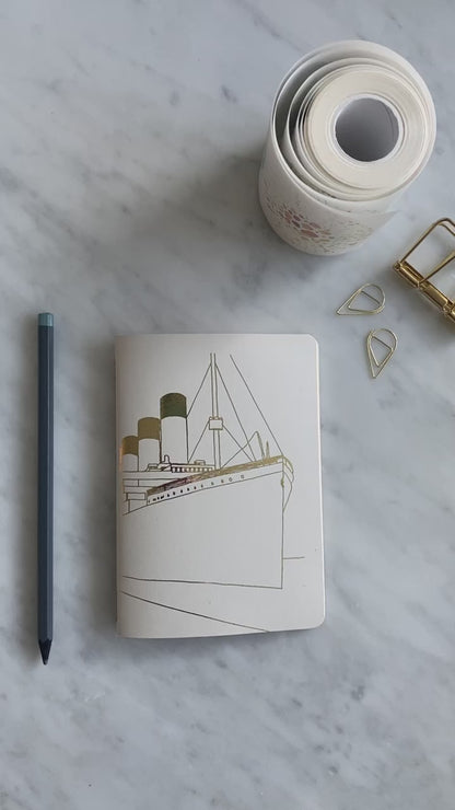 Titanic and Grey Gold Foiled Pocket Notebook