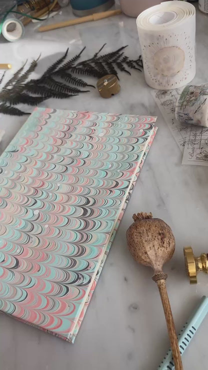 Handmade Luxury A5 Hardback Notebook with Hand Marbled Cover