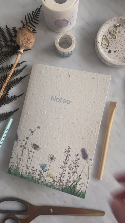 Plantable A5 Notebook with Lined Recycled Pages and Kraft Pen