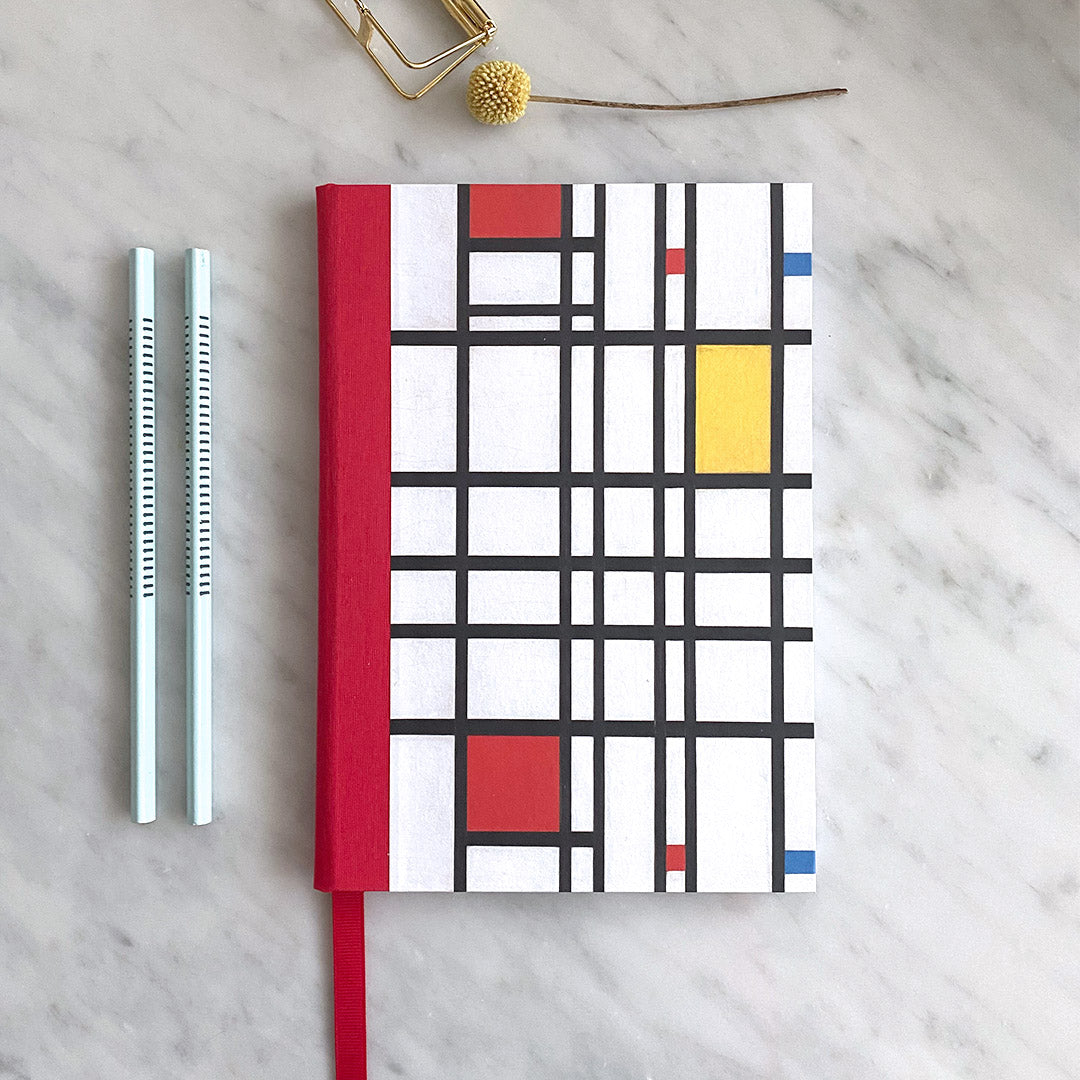 Handmade A5 Notebook with Mondrian Design