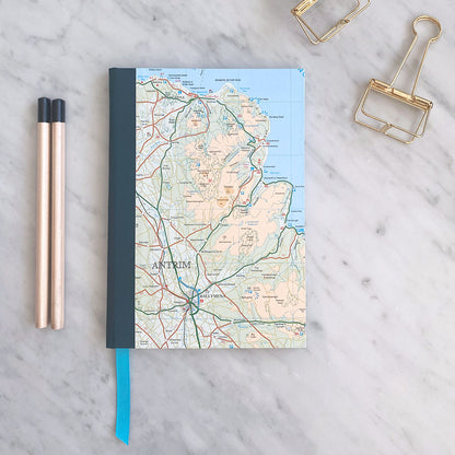 A5 Notebook Using Authentic Northern Ireland Map - Ballymena