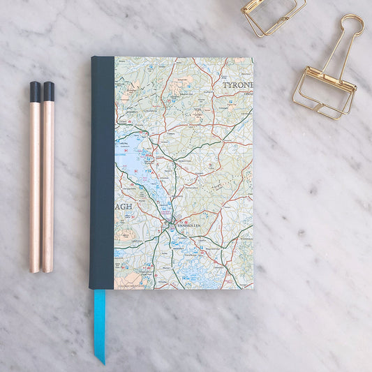 A5 Notebook Using Authentic Northern Ireland Map - Enniskillen