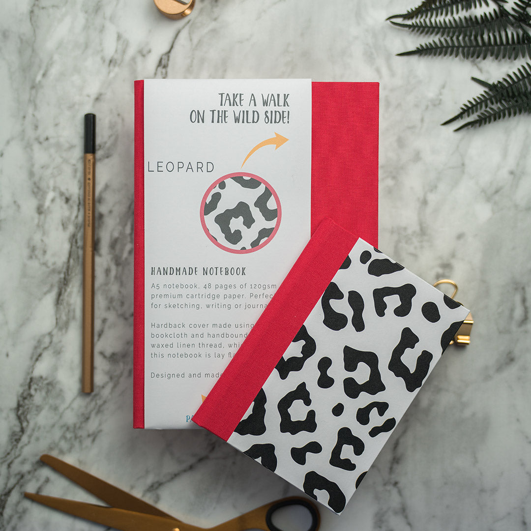 A6 Pocket Notebook with Leopard Print