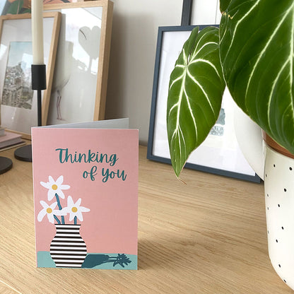 Thinking of You Card - Stripes & Flowers